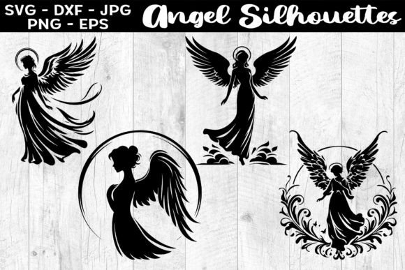 Download Angel Silhouettes SVG EPS PNG - Angel Collection