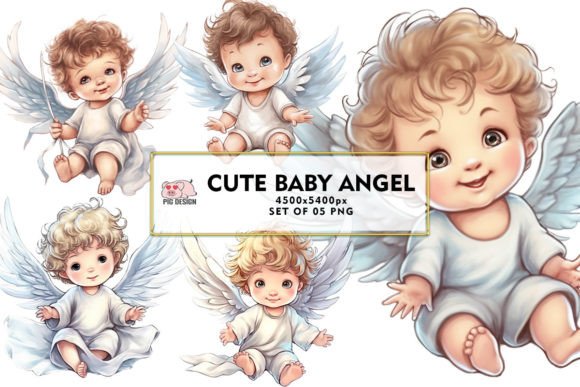 Download Cute Baby Angel Watercolor Sublimation - Angel Collection