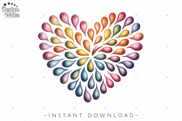 Download Colorful Teardrop Heart Valentine PNG - Valentine png Collection