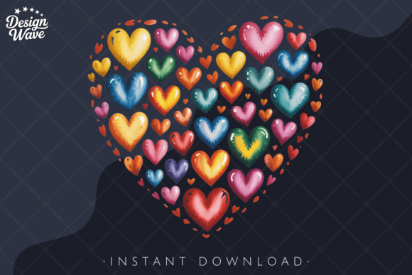 Download Colorful Heart Cluster Valentine PNG - Valentine png Collection