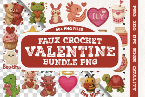Download Faux Crochet Valentine PNG Bundle - Valentine png Collection