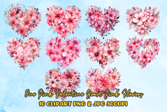 Download One Pink Valentine Heart Pink Flowers - Premium Resources